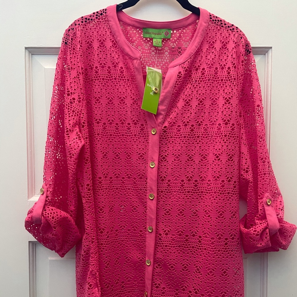 NWT Island Republic Fuchsia Lace Jacket Top XL